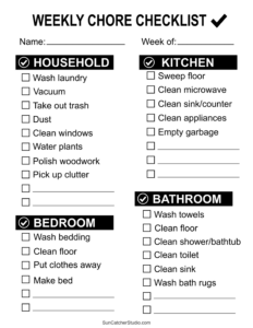 Free Printable Chore Chart For Adults Templates  Sample