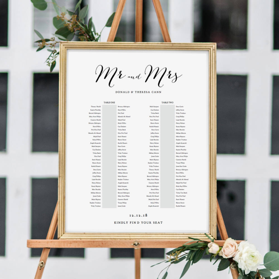 Free Printable Rectangular Table Seating Chart Template