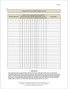 Free Printable Restaurant Table Seating Chart Template  Sample