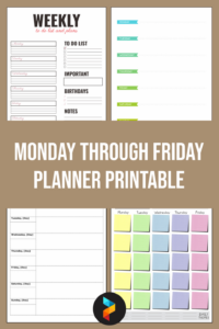 Monday To Friday Chart Template Doc Sample