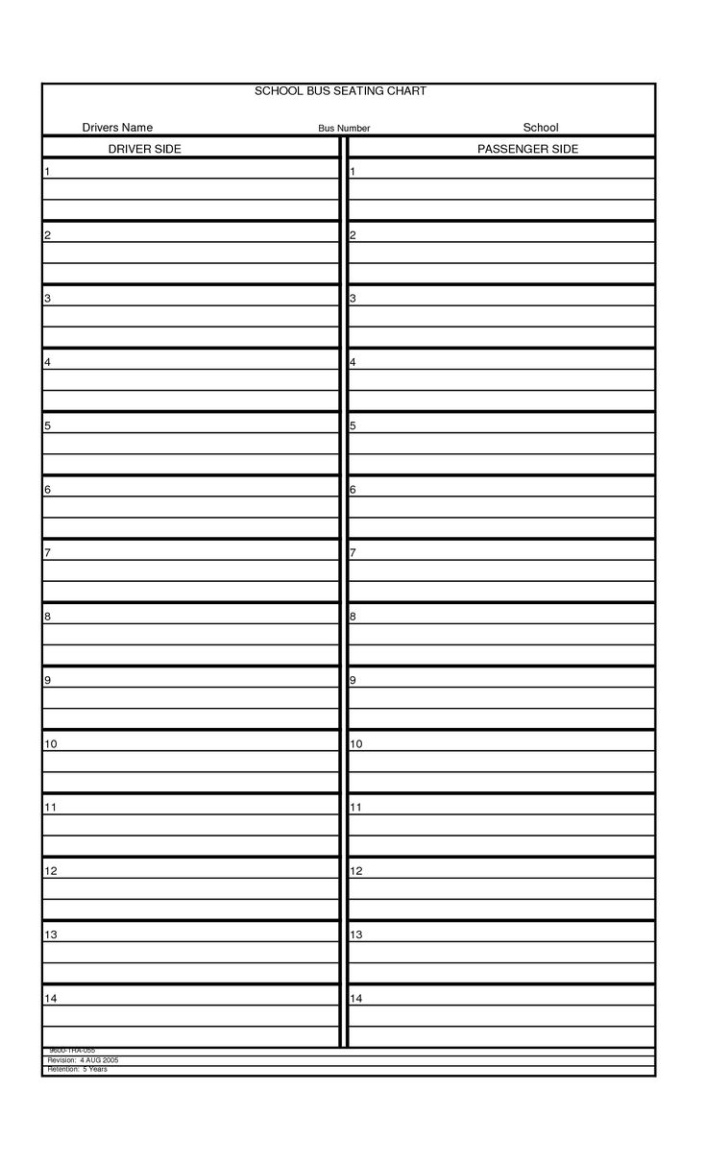 Printable School Bus Seating Chart Template Doc