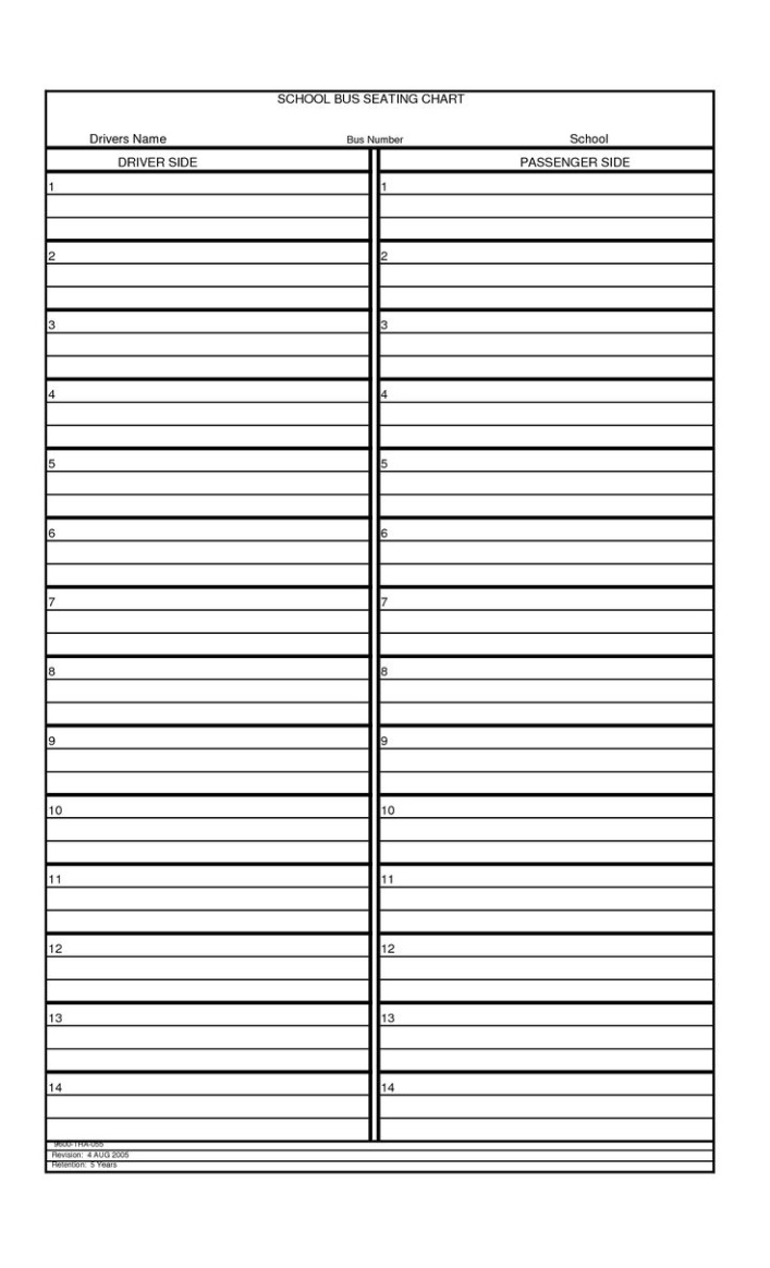 School Bus Seating Chart Template School Bus Seating Chart Template