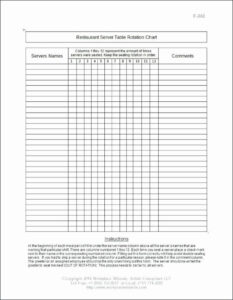 Restaurant Side Work Chart Template Pdf