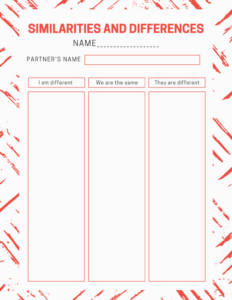 Similarities And Differences Chart Template Pdf