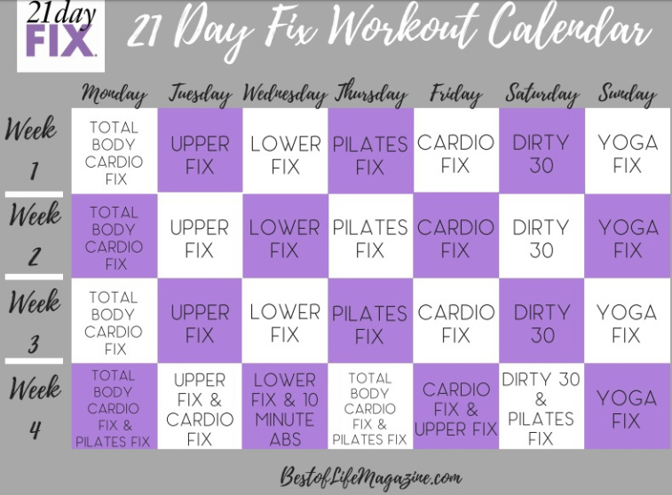 Blank 21 Day Fix Chart Template Word Sample