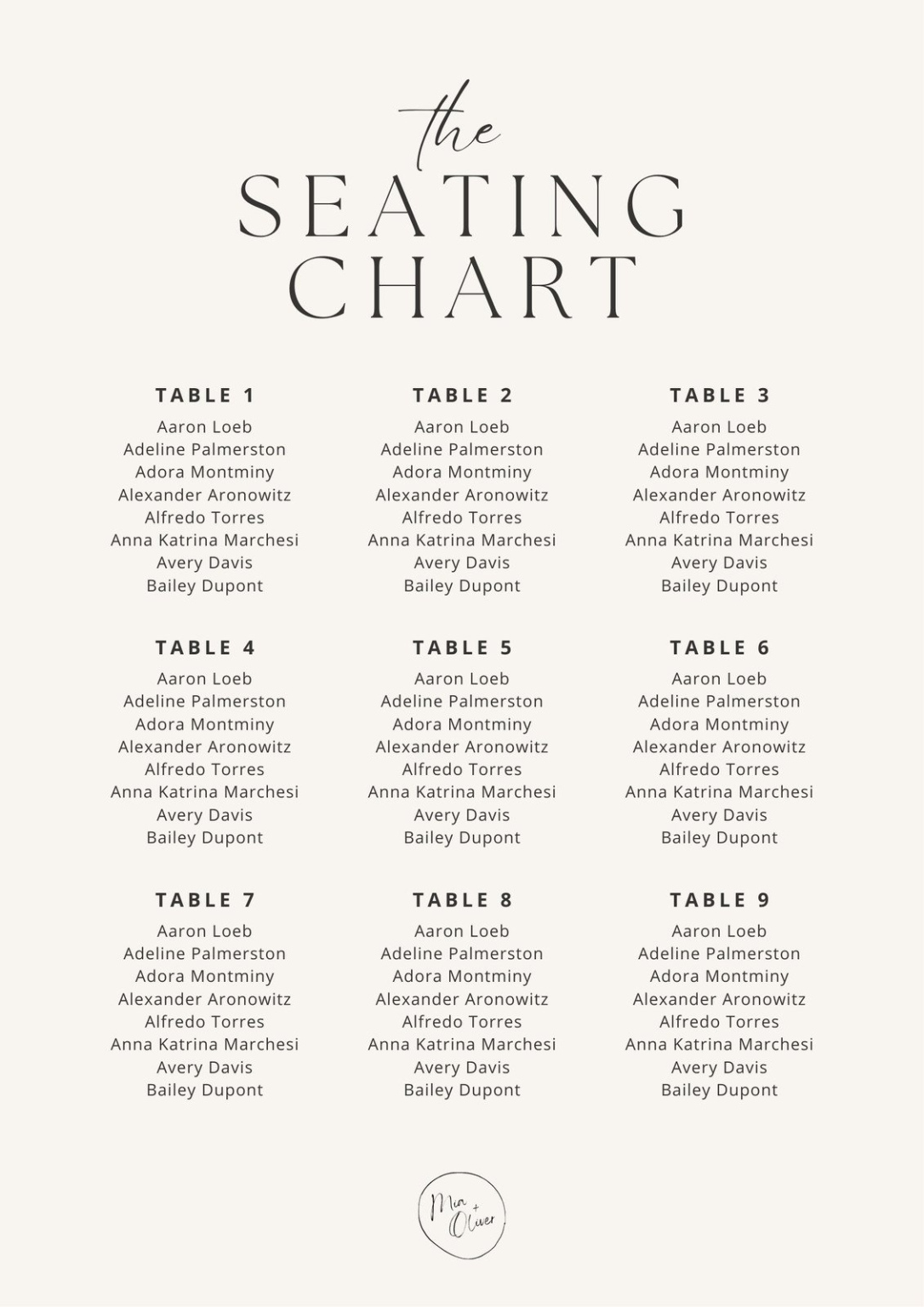 Editable Cricut Wedding Seating Chart Template Pdf Sample