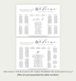 Editable Wedding Alphabetical Seating Chart Template  Sample