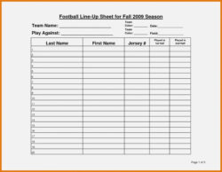 Football Position Depth Chart Template Word Sample