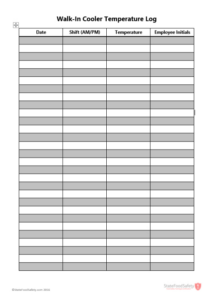 Free Blank Fridge Temperature Monitoring Chart Template