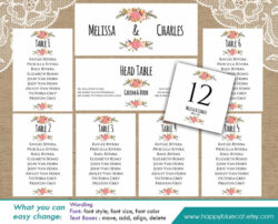 Free Printable Wedding Round Table Seating Chart Template Pdf Sample