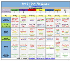 Printable 21 Day Fix Chart Template Pdf