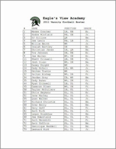 Printable Flag Football Depth Chart Template Doc Sample