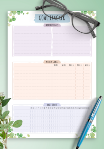 editable download printable goal tracker  floral style pdf student goal tracking template excel