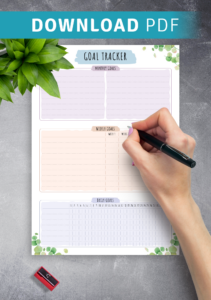 editable download printable goal tracker  floral style pdf work goal tracking template