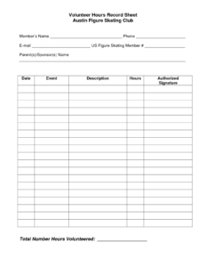 editable free printable volunteer sheet volunteer hour tracking template example