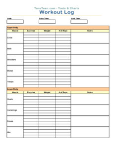 Editable Personal Training Progress Chart Template  Sample