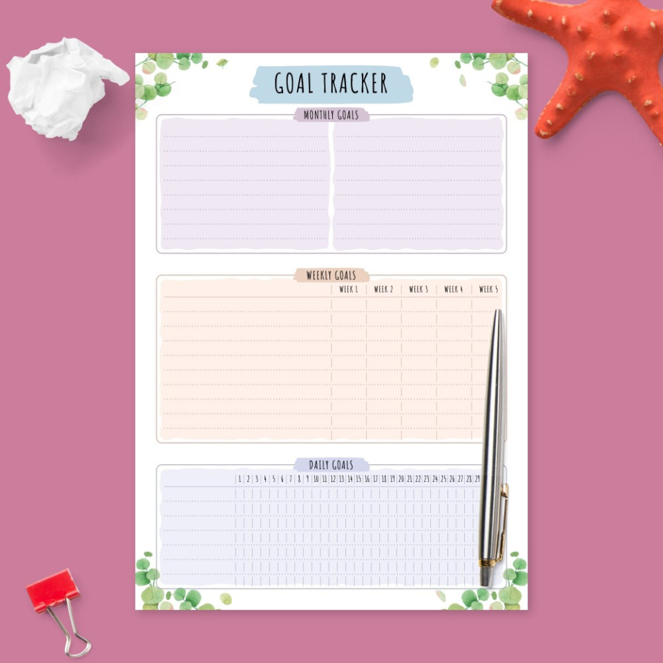 editable printable goal tracking templates  download pdf weekly goal tracking template excel