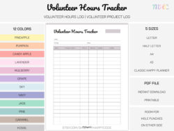 editable volunteer hours tracker printable volunteer activity tracker printable volunteer hours sign up volunteer hour tracking template sample