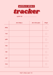 free printable aesthetic weekly goals tracker  weekly planner printable weekly planner note weekly goal tracking template word