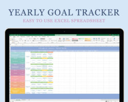 free yearly goal tracker excel spreadsheet digital download  etsy smart goal tracking template doc