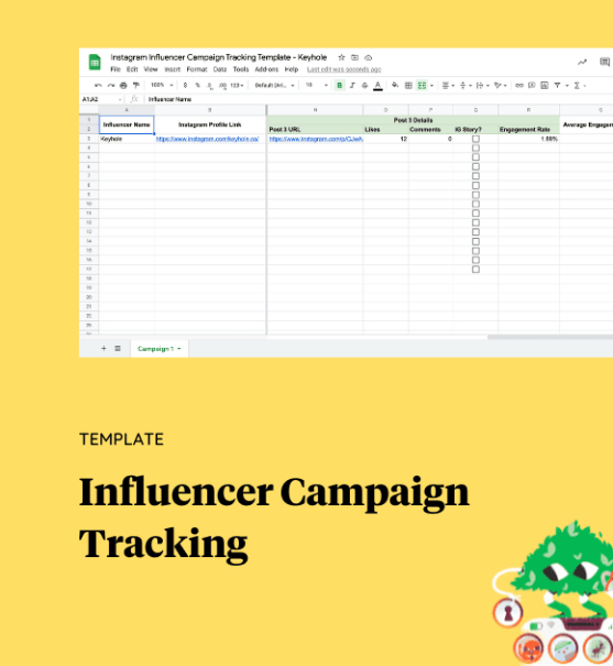 influencer campaign tracking template free spreadsheet  keyhole marketing campaign tracking template excel