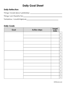 pdf printable goal sheets work goal tracking template pdf