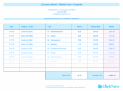 printable free billable hours template download  excel tracking  clicktime consultant time tracking template doc