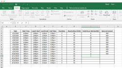 printable how to track time in a spreadsheet work from home tracking template sample