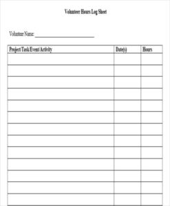 printable volunteer hours log sheet volunteer hour tracking template