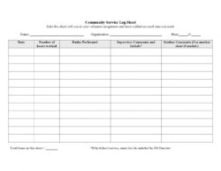 printable volunteer log sheet for students volunteer hour tracking template word