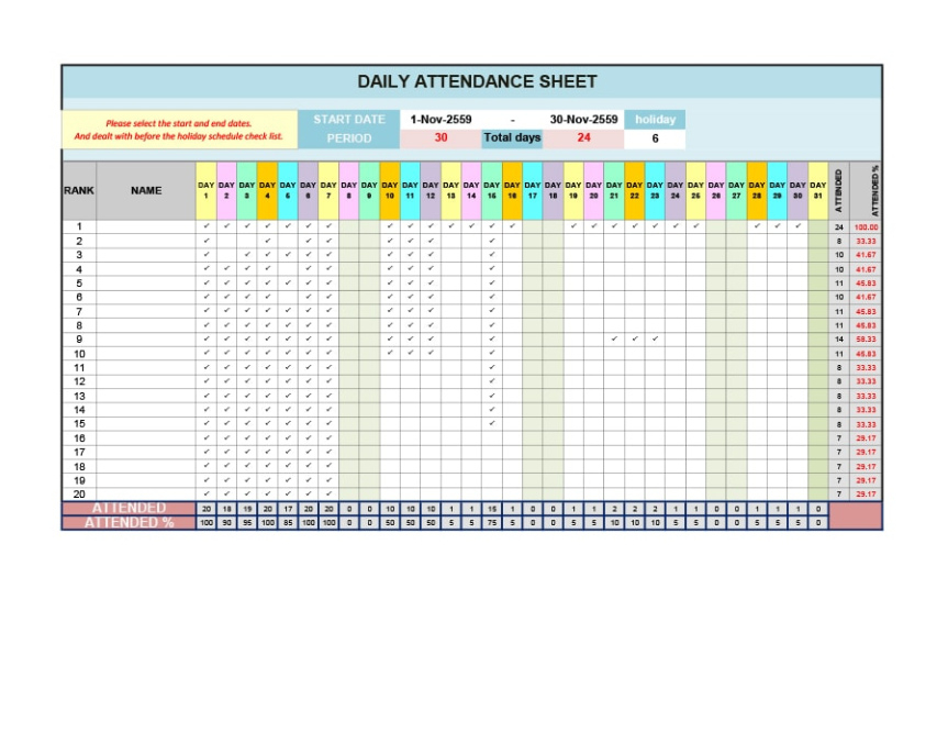 sample attendance tracker free template employee attendance tracking template