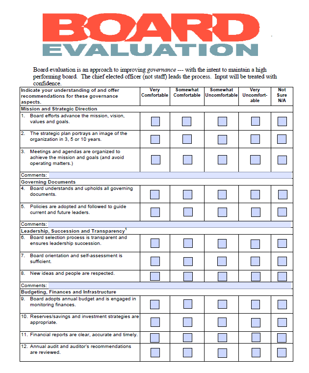 Board Performance Evaluation Template