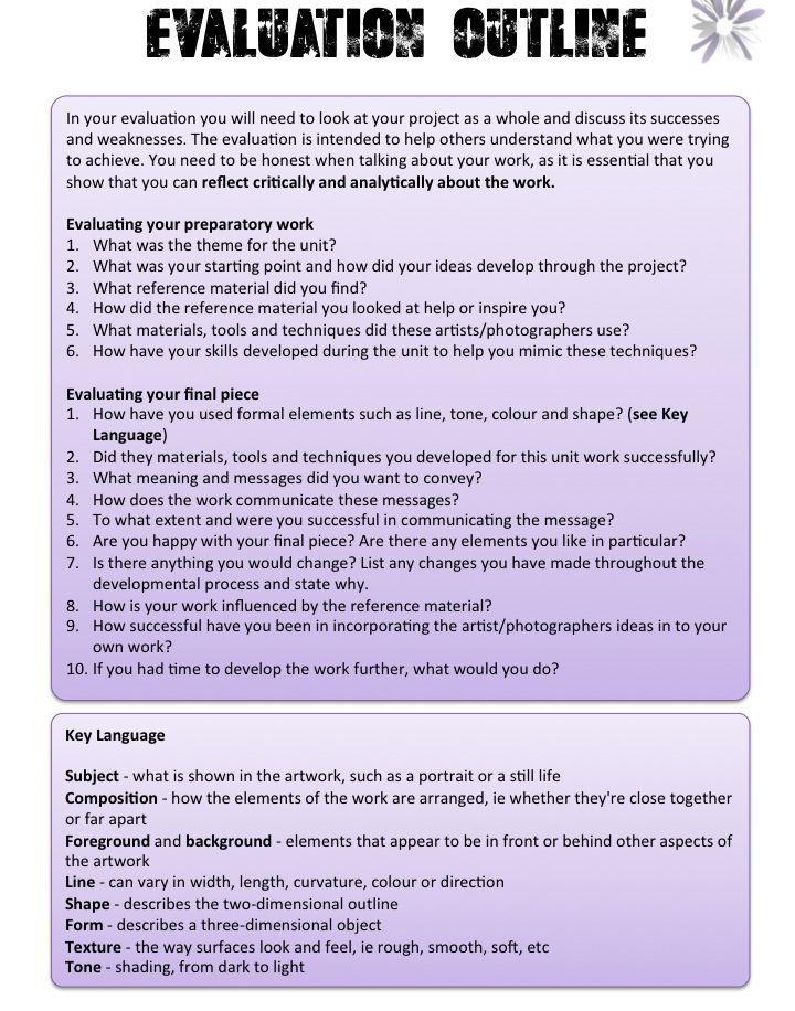 Gcse Art Evaluation Template