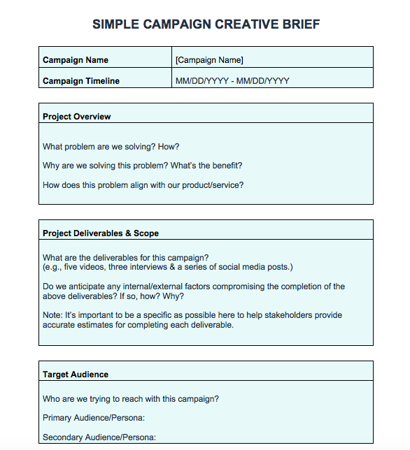Advertising Campaign Brief Template