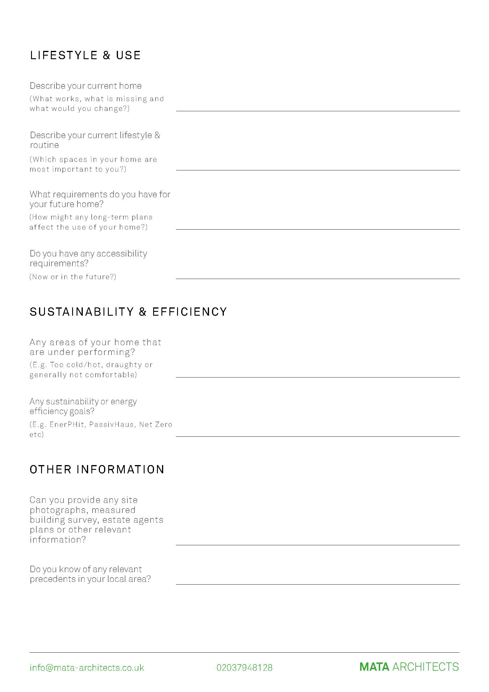 Architect Design Brief Template