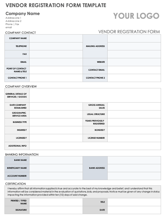 Vendor Booth Registration Form Template