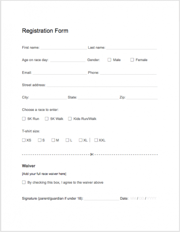 Walk In Registration Paper Fun Walk Registration Form Template