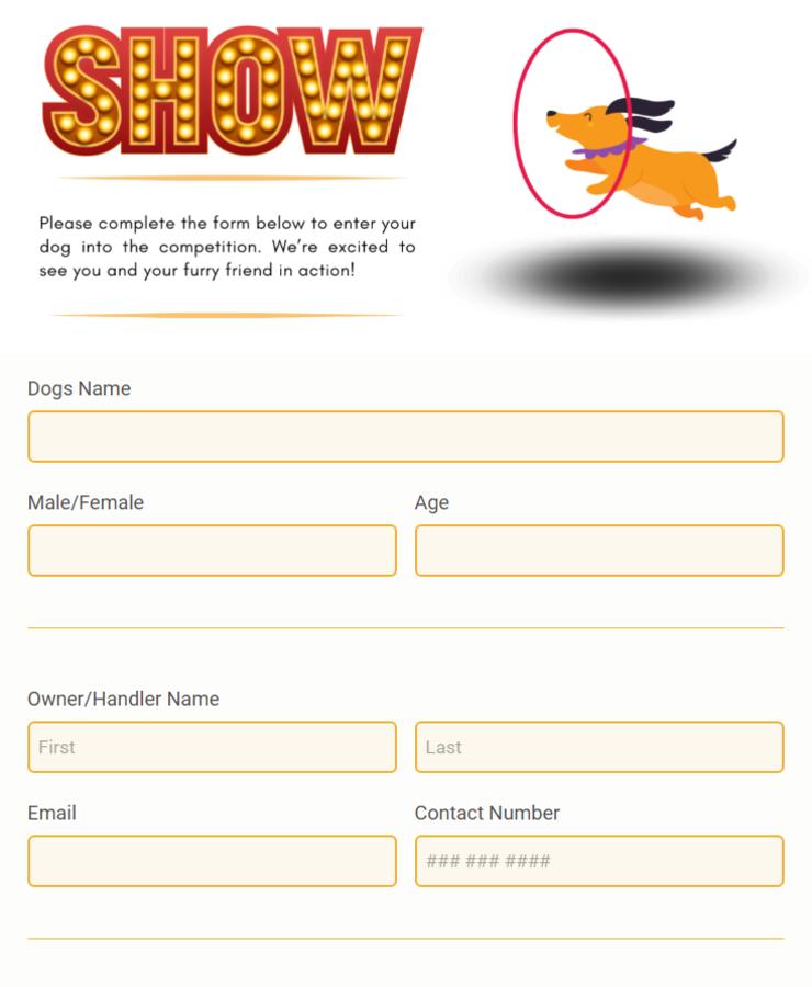 Pet Show Registration Form Template