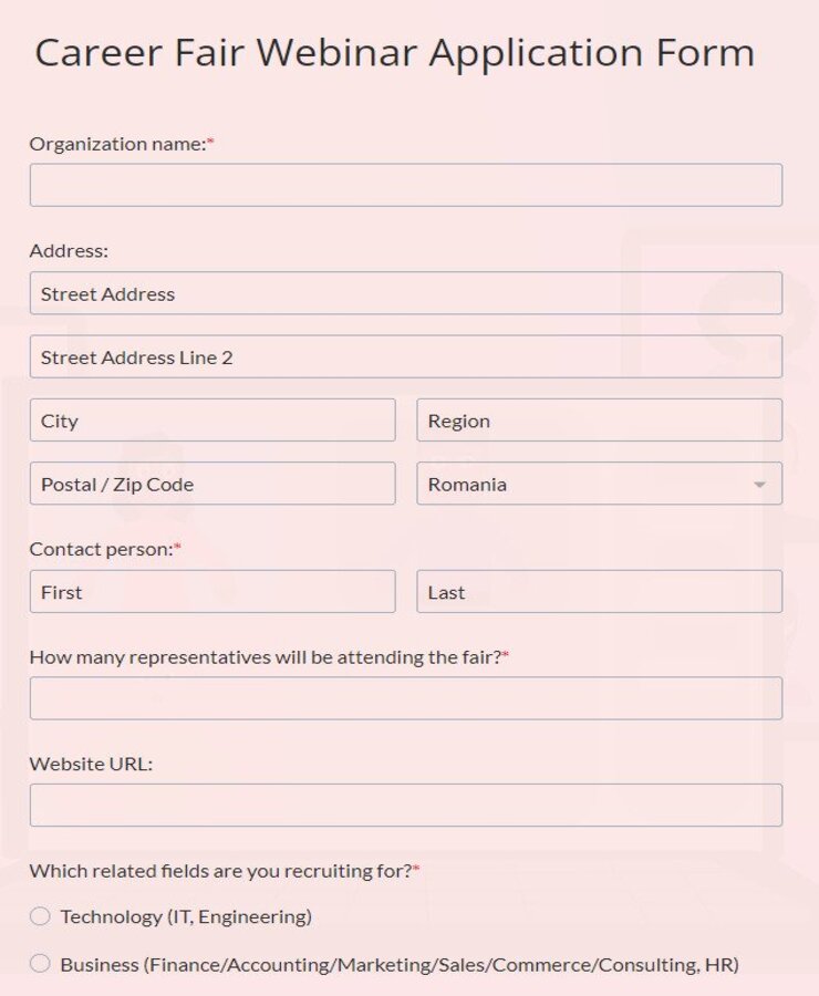Career Fair Registration Form Template