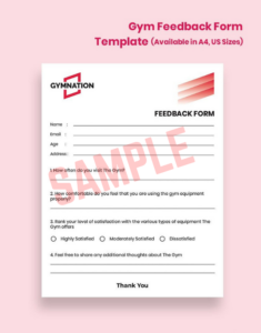 Gym Customer Feedback Form Template