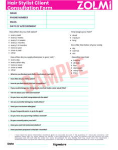 Hair Colour Consultation Form Template