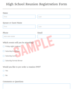 School Reunion Registration Form Template
