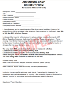 Scout Camp Consent Form Template