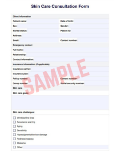 Skin Care Consultation Request Form Template