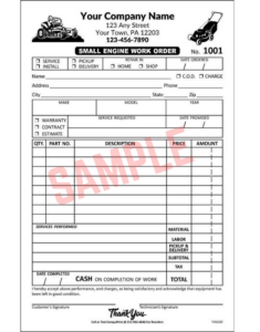 Small Engine Repair Service Form Template