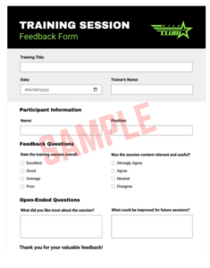 Technical Training Feedback Form Template