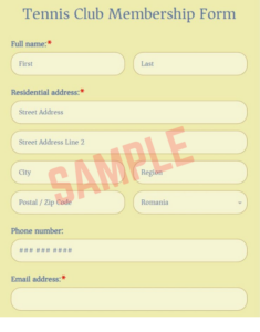 Tennis Club Membership Form Template
