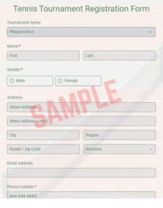 Tennis Tournament Registration Form Template