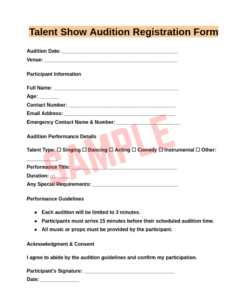Theater Class Registration Form Template