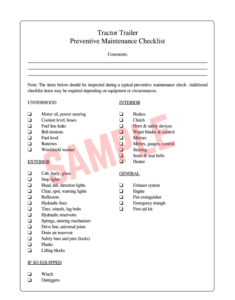 Tractor Trailer Maintenance Form Template